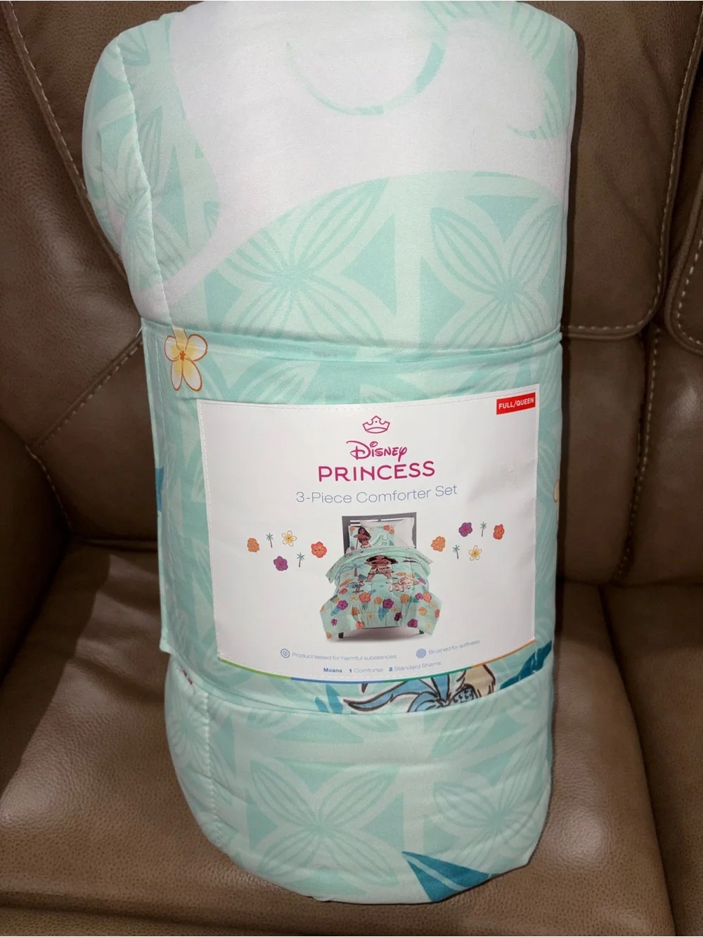 Disney Princess Moana Aqua Floral 3-Piece Comforter Set